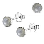 Labradorite Stone Round Sterling Silver Stud Earrings, e440st